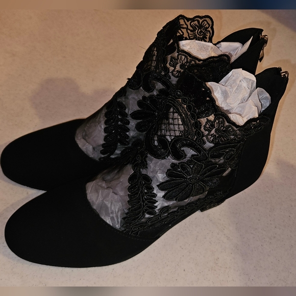 Hollow Mesh Women's Sandals Lace High Heel - Picture 2 of 14